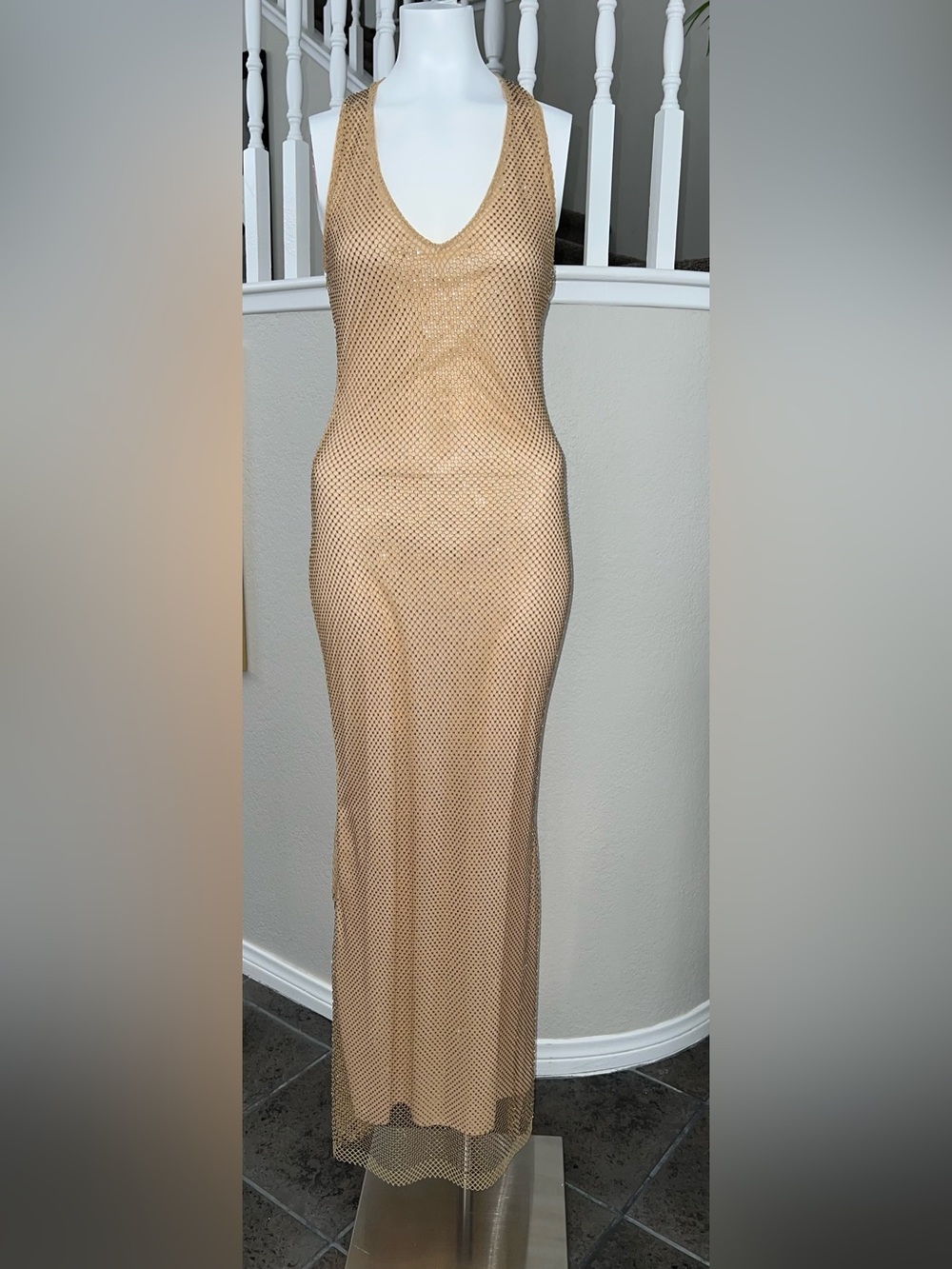 NWOT! Rhinestone Halter Side Zip Dress